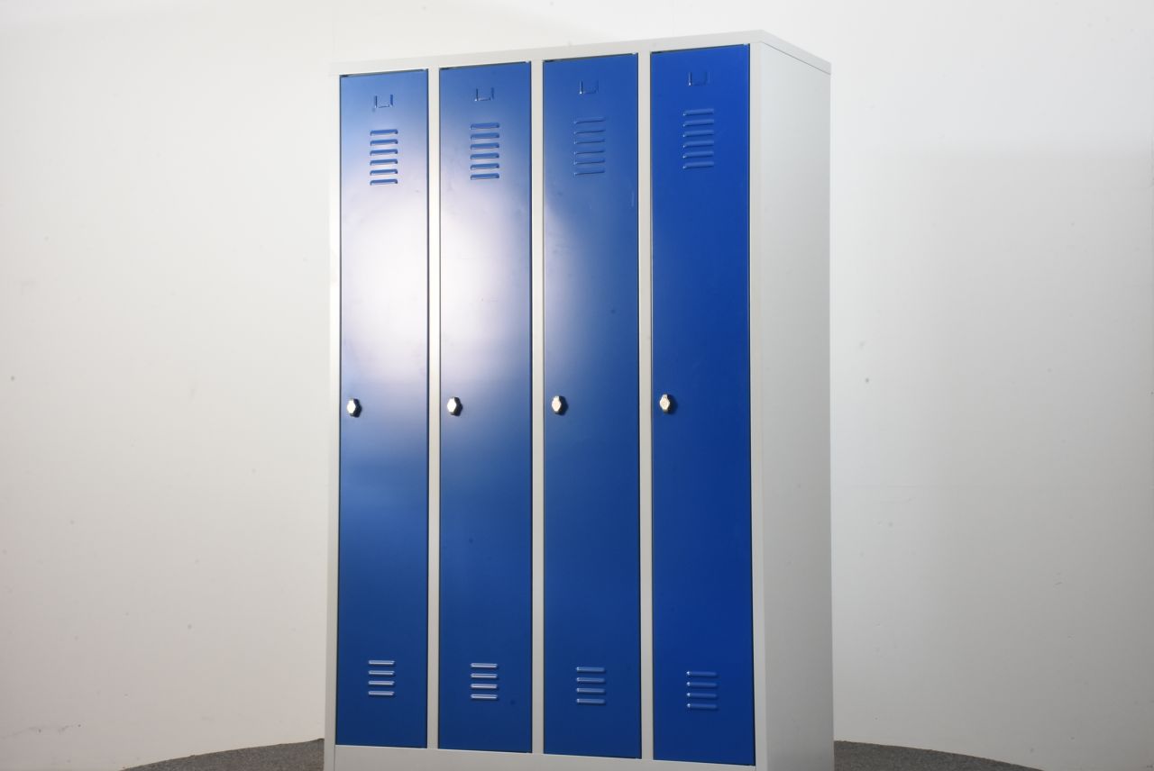 Garderobenschrank, 180x83x50cm, blau/lichtgrau, gebraucht
