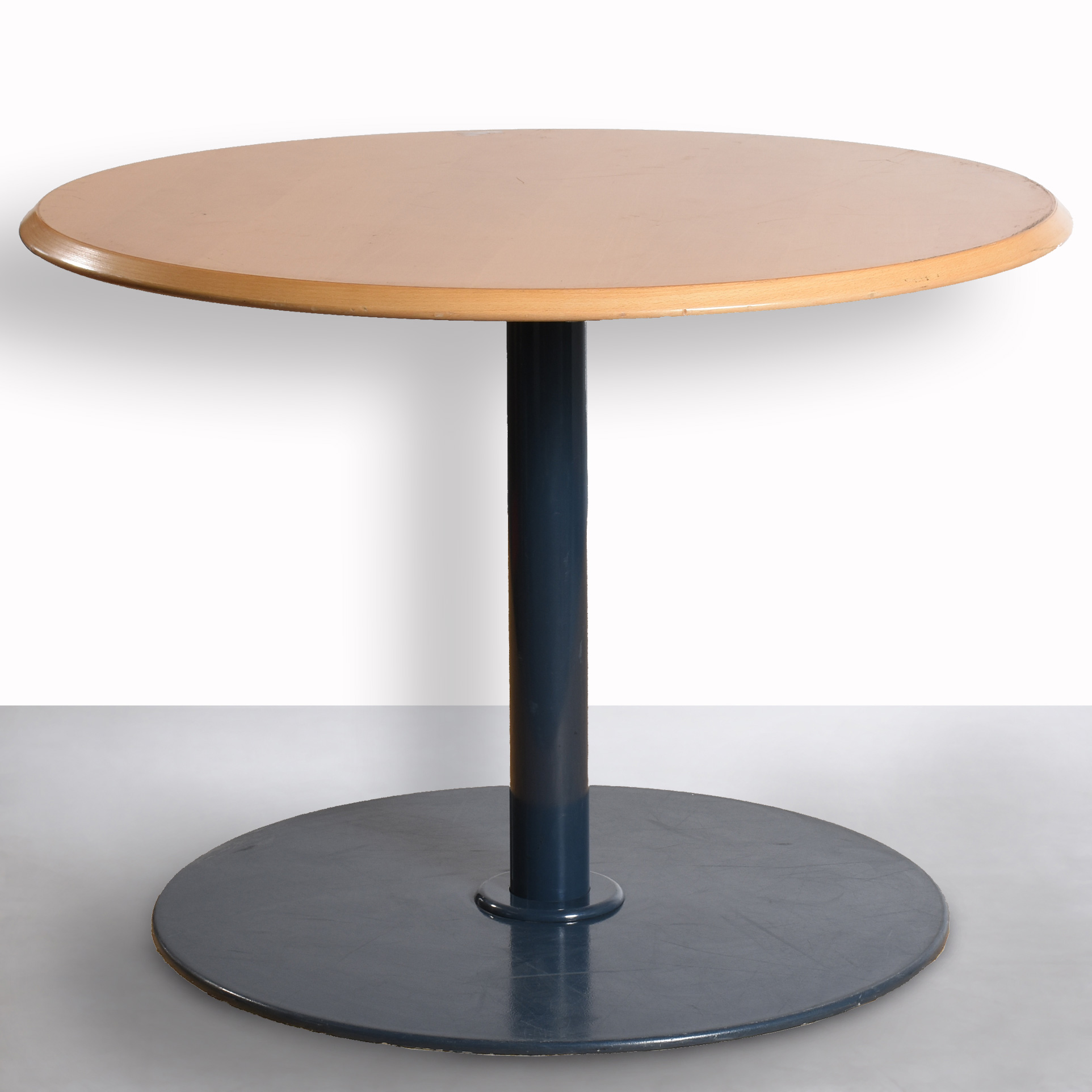 Runder Tisch Ø100, Stempelfuß Metall dunkelblau, gebraucht