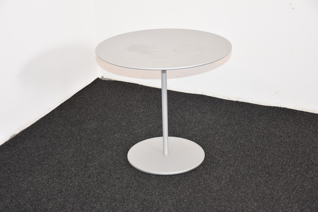 Cassina Tisch, rund, Metall grau,  Ø 50, Stempelfuß grau, gebraucht