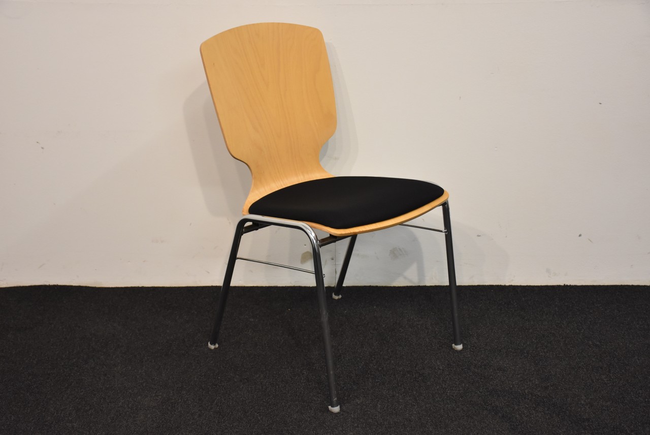 Dauphin Stuhl, Holz, Sitzpolster Stoff schwarz, gebraucht