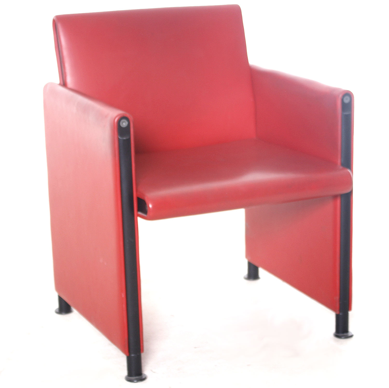 Sessel, Besprechungsstuhl "MERITALIA" Echtleder, rot, gebrauchte Büromöbel
