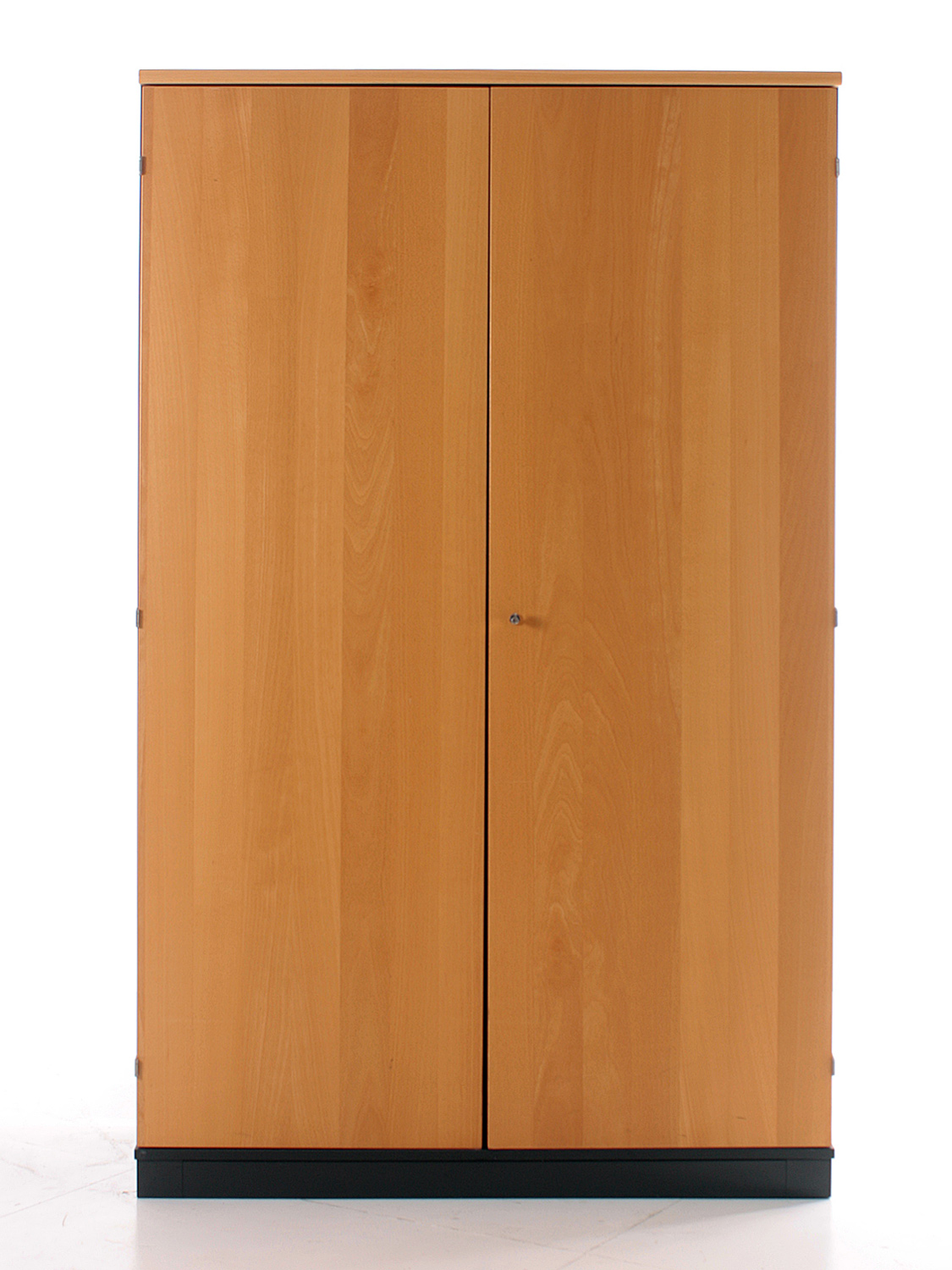 Akten- und Garderobenschrank 5OH, 194x120cm, Buche, schwarzer Korpus, gebrauchte Büromöbel
