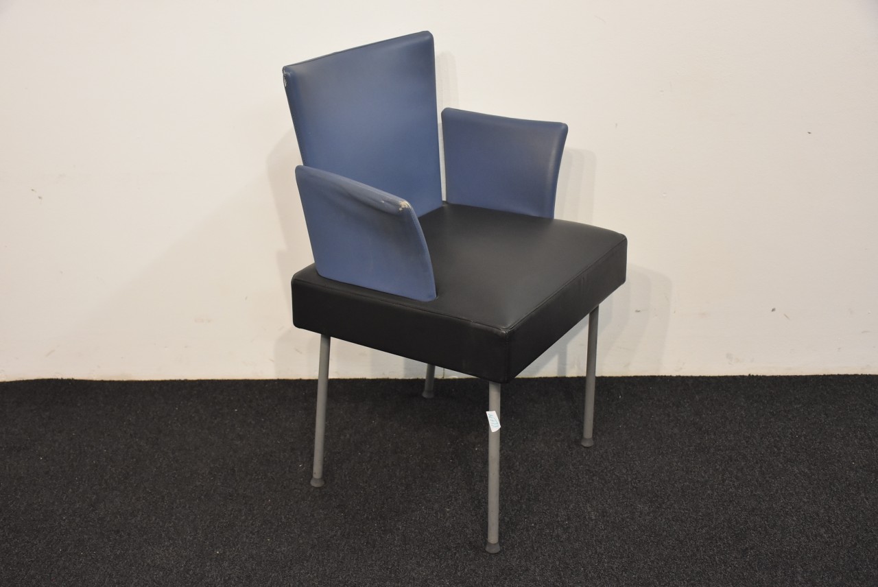 MONTIS Leder-Sessel, blau/schwarz, gebraucht