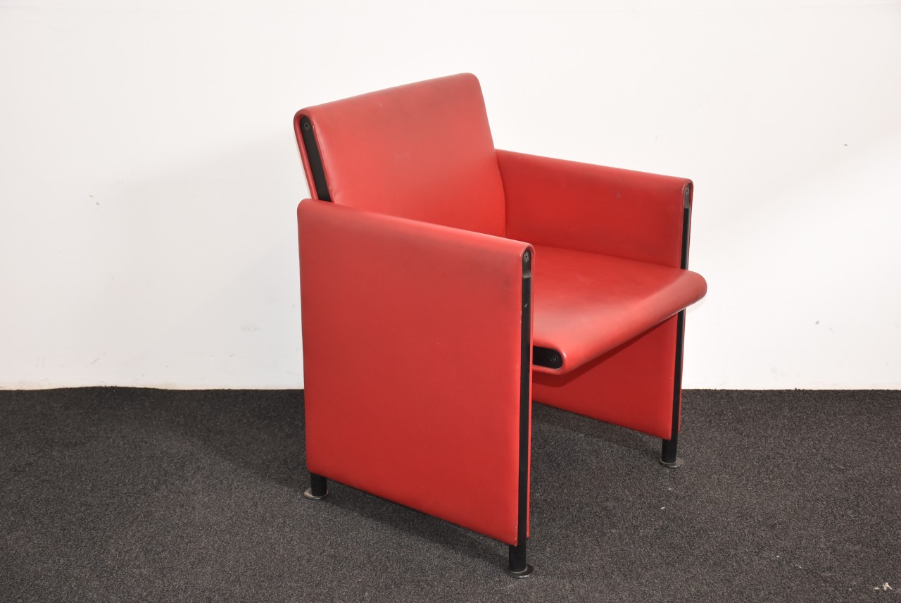 "MERITALIA" Sessel, Besprechungsstuhl, Echtleder, rot, gebraucht
