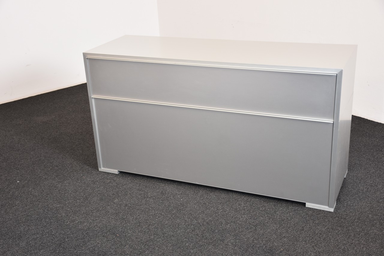 MDF Design Italia Sideboard 2OH, silber/alu, 124x66 cm, gebraucht