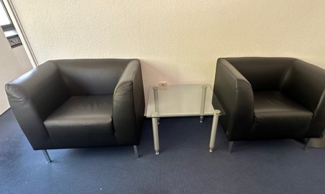 Spagnol Leder-Sessel, 2er-Set, schwarz, gebraucht