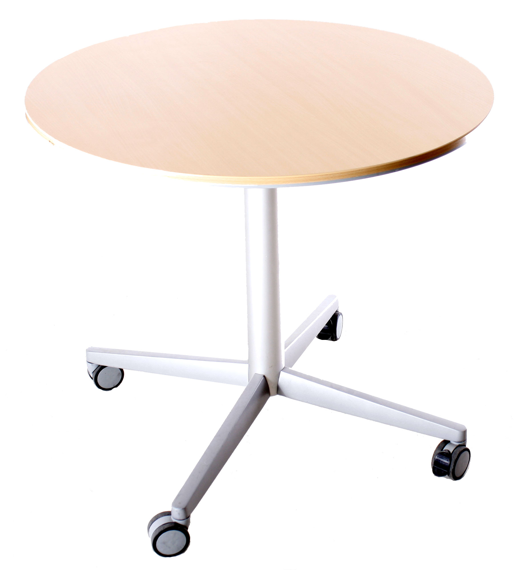 Tisch, Beistelltisch, fahrbar "BENE" Ø80 cm, Buche, gebrauchte Büromöbel